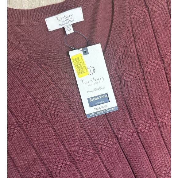 Nwt Mens The berry Tall man LT Large Merino Wool Sweater Maroon - Picture 2 of 6
